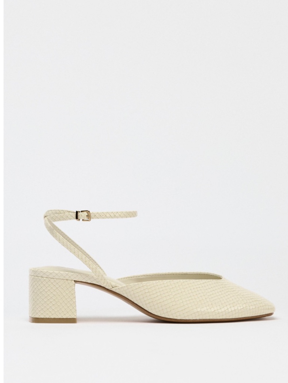 Zara Embossed Block Heel Slingbacks